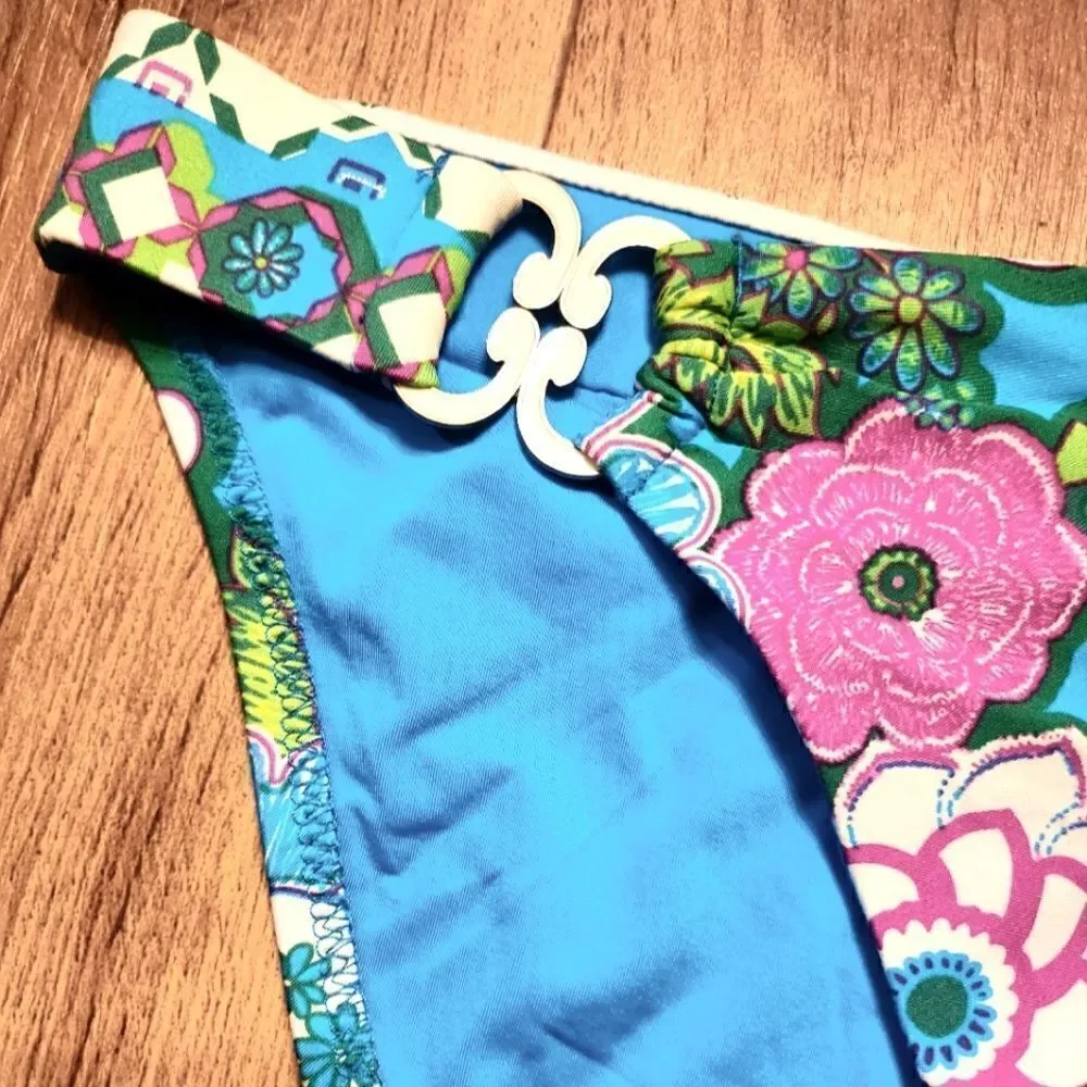 Becca By Rebecca Virtue Floral Swimsuit Bikini Bottom Size L